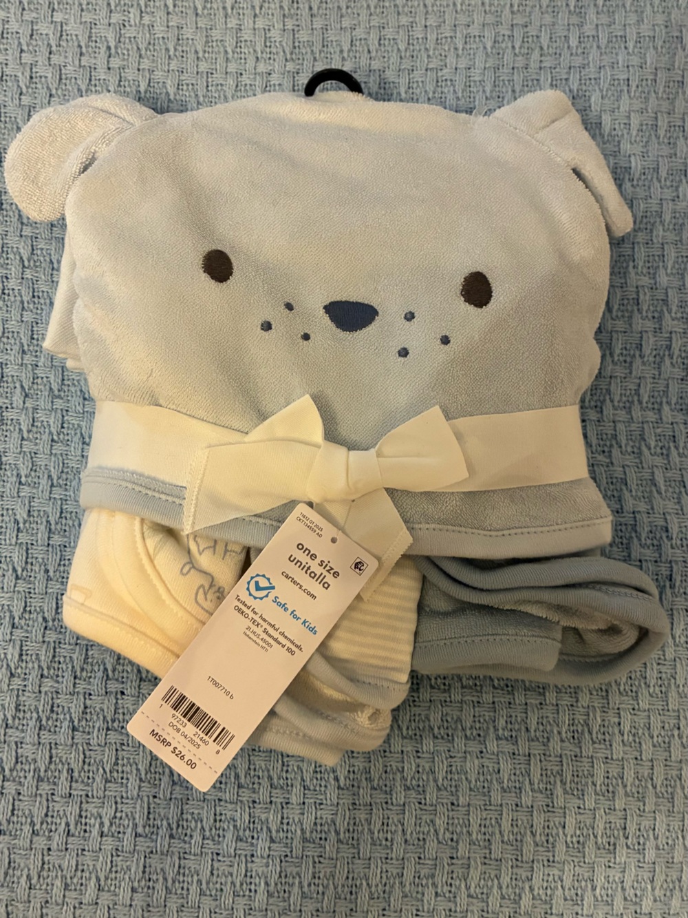 Carters Hooded Bear Towel and Facecloth Set